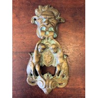Gothic Head & Putti Door Knocker - Aged Brass - Reclaimed